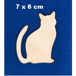 Kot 7x6cm z ogonem do góry, kotek / SKLEJKA #3mm / kot II